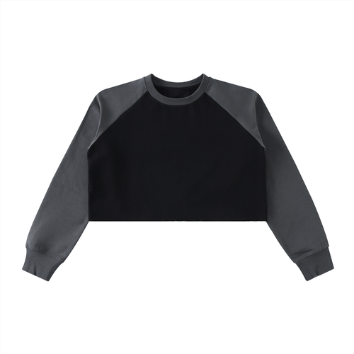 Aes Avera Raw-Hem Color-Block Raglan Crop Sweatshirt