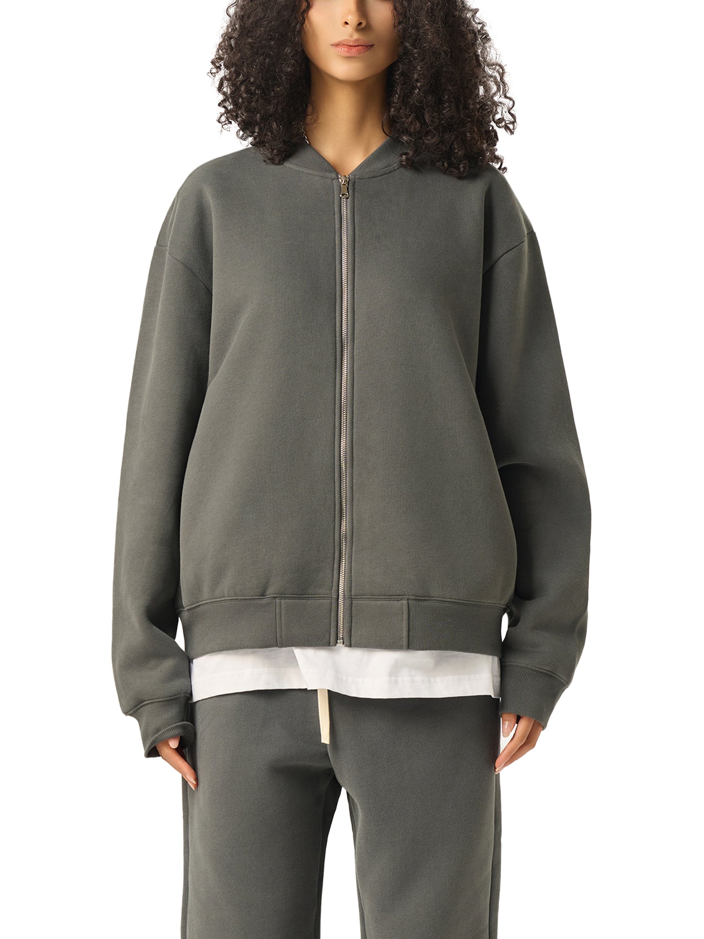 Aes Avera Essential Zip-Up Fleeced Varsity Jacket