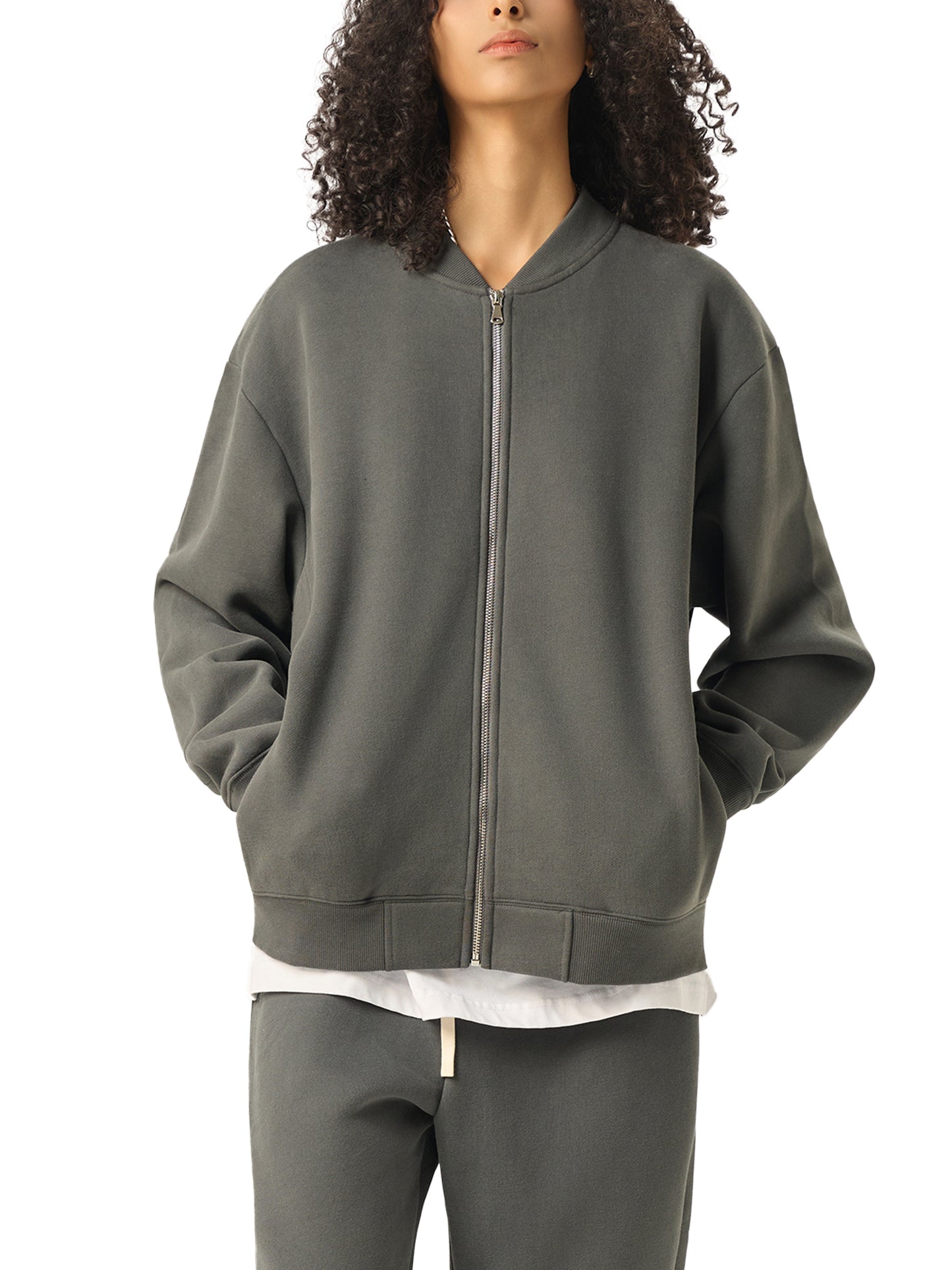Aes Avera Essential Zip-Up Fleeced Varsity Jacket
