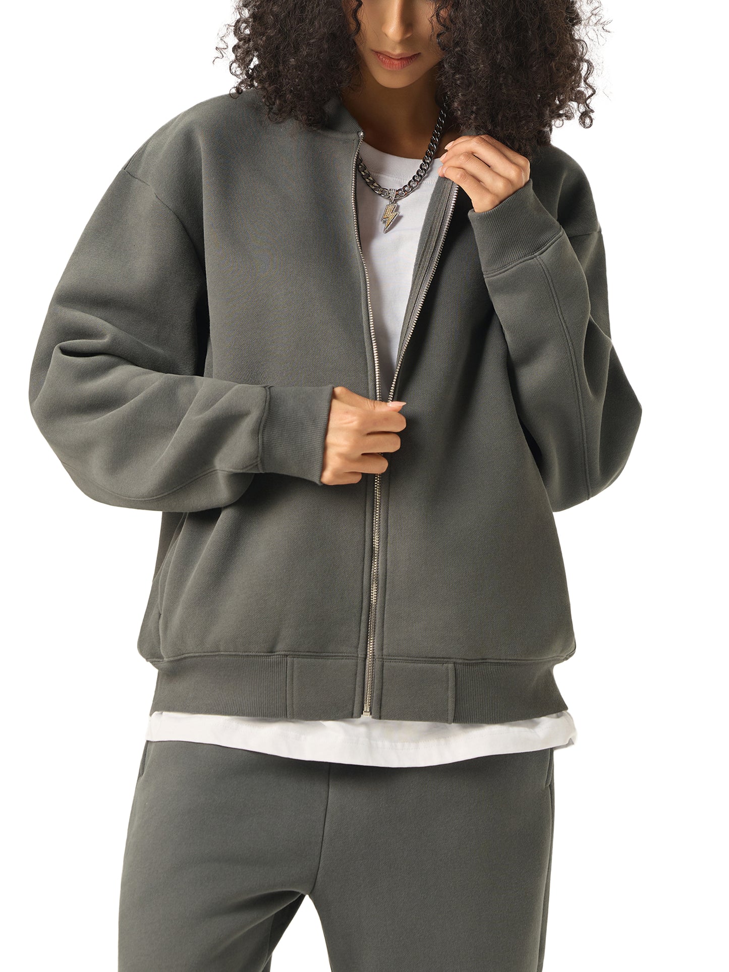 Aes Avera Essential Zip-Up Fleeced Varsity Jacket