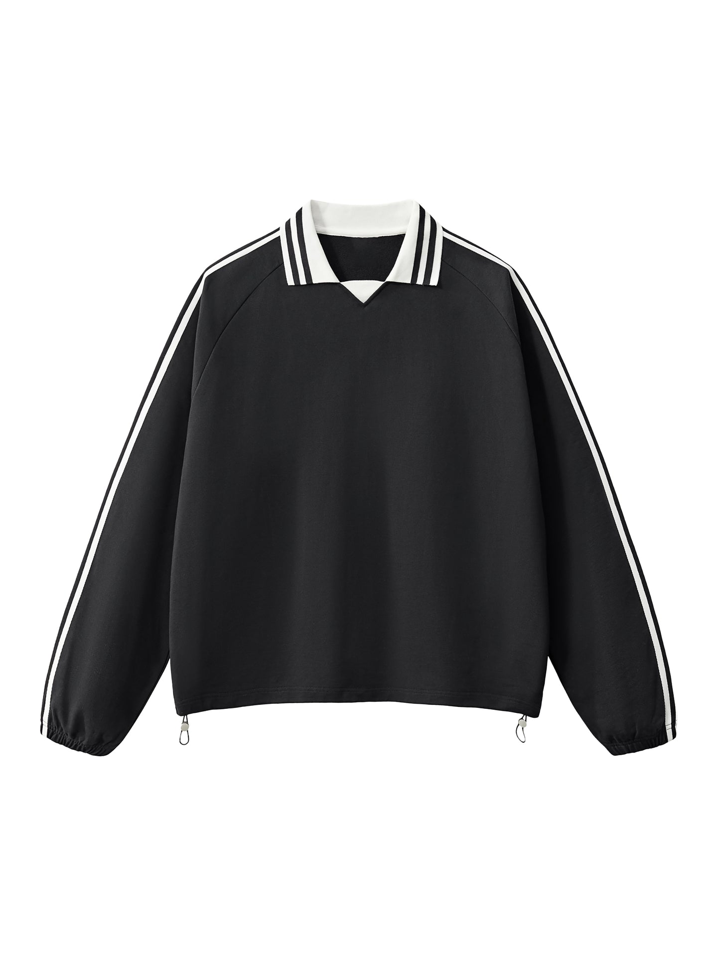 Aes Avera Contrast Striped Lapel Collar Sweatshirt