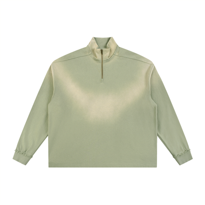 Aes Avera Sun Fade Raw Edge Quarter-Zip Sweatshirt