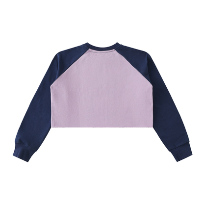 Aes Avera Raw-Hem Color-Block Raglan Crop Sweatshirt