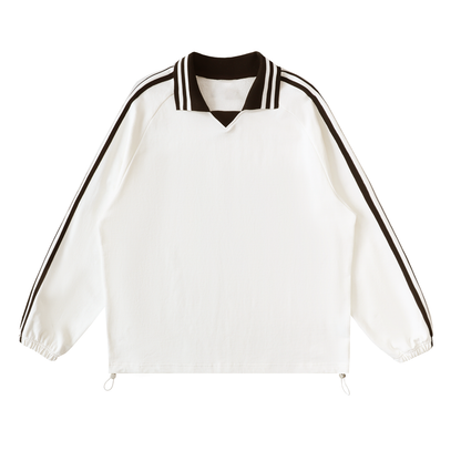 Aes Avera Contrast Striped Lapel Collar Sweatshirt