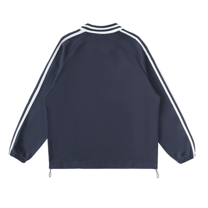 Aes Avera Contrast Striped Lapel Collar Sweatshirt