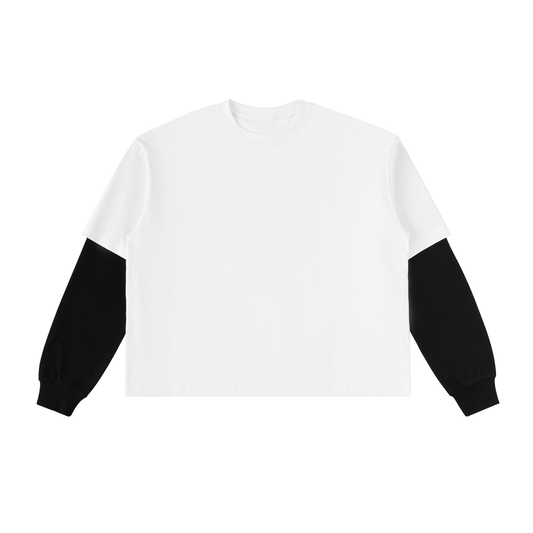 Aes Avera Layered Contrast Sleeve Cotton T-Shirt