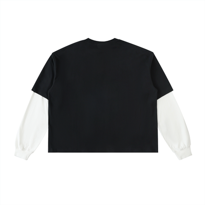 Aes Avera Layered Contrast Sleeve Cotton T-Shirt