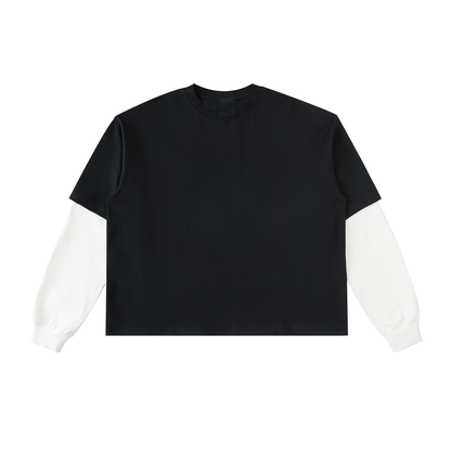 Aes Avera Layered Contrast Sleeve Cotton T-Shirt