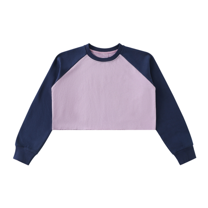 Aes Avera Raw-Hem Color-Block Raglan Crop Sweatshirt