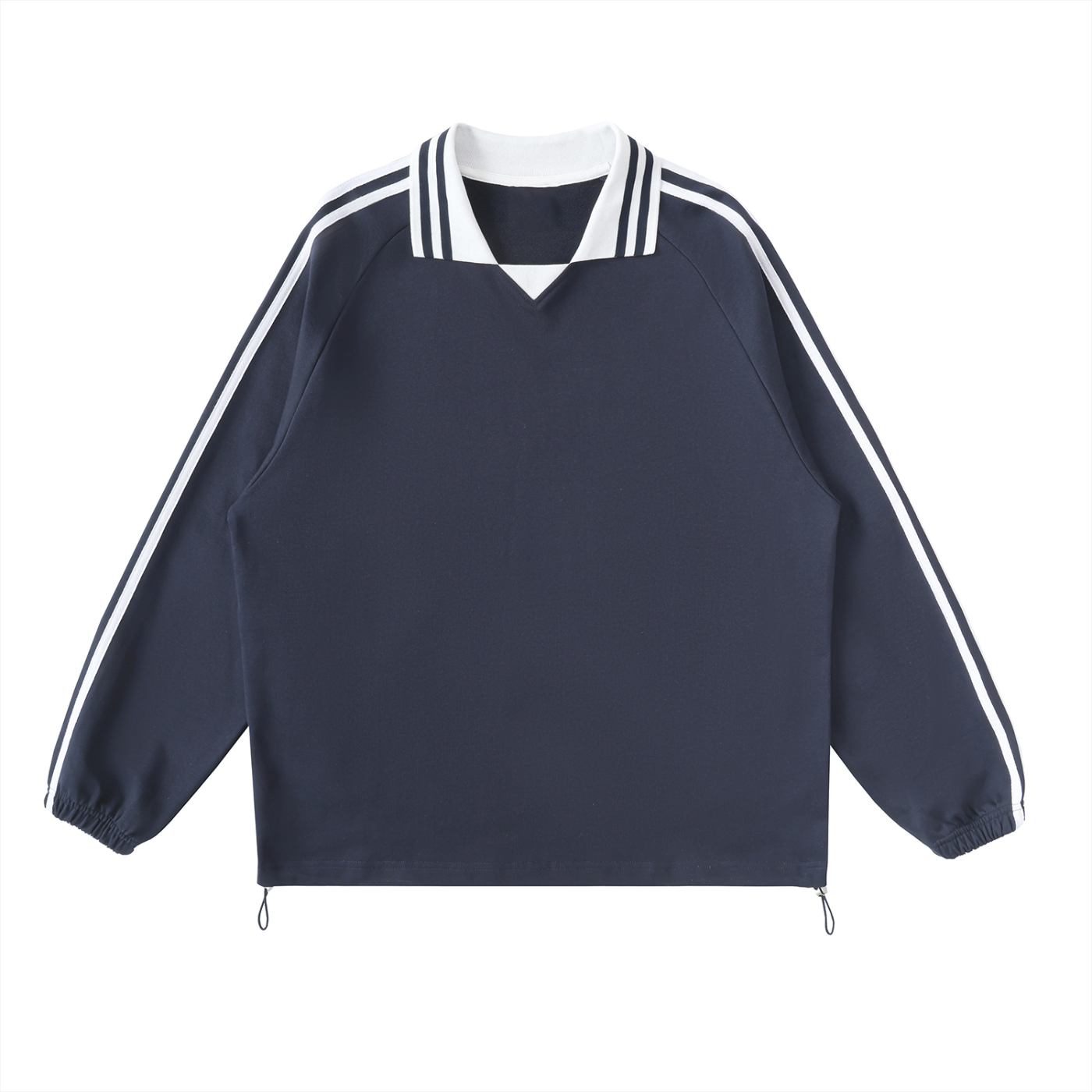 Aes Avera Contrast Striped Lapel Collar Sweatshirt