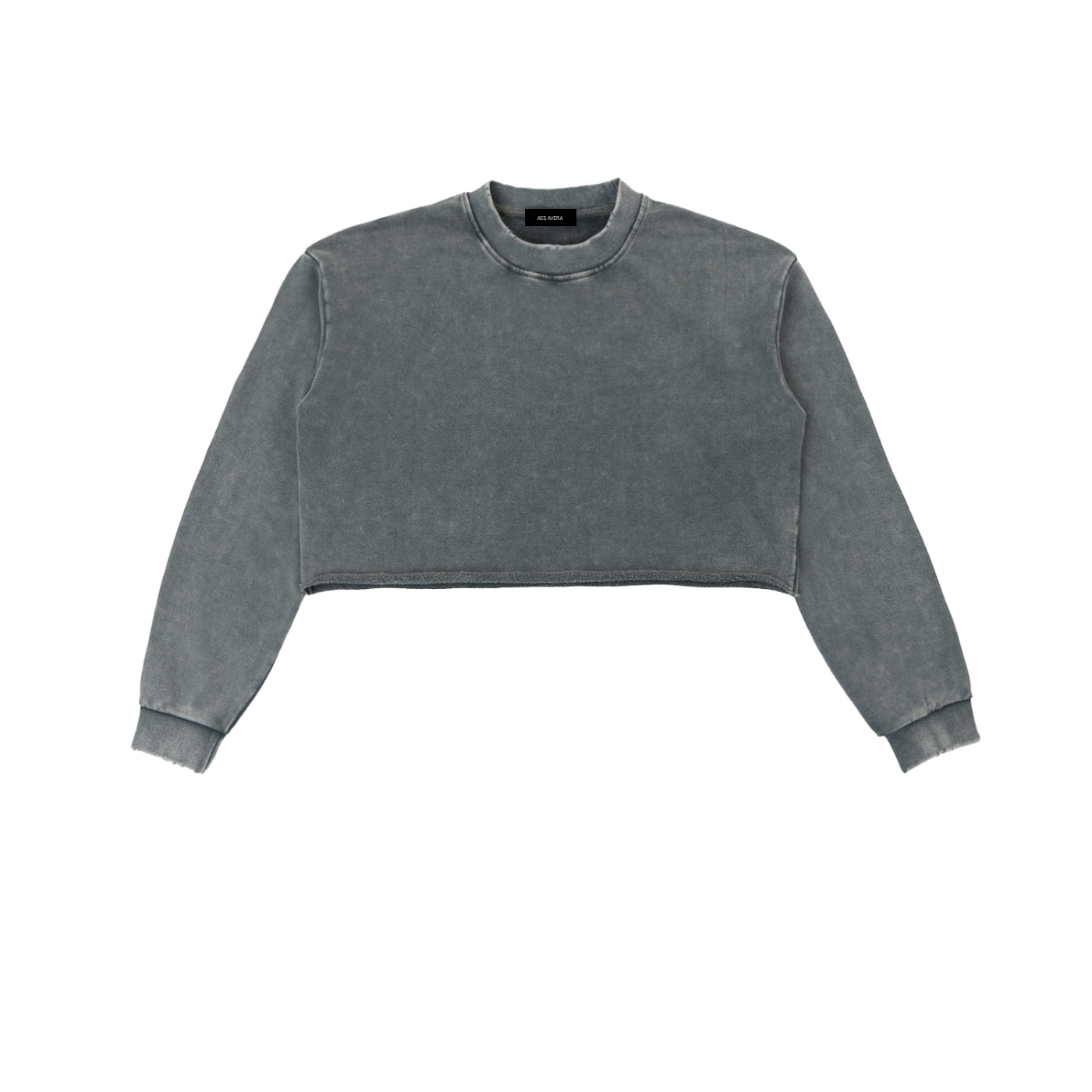 Snow Washed Raw Edge Cropped Sweatshirt