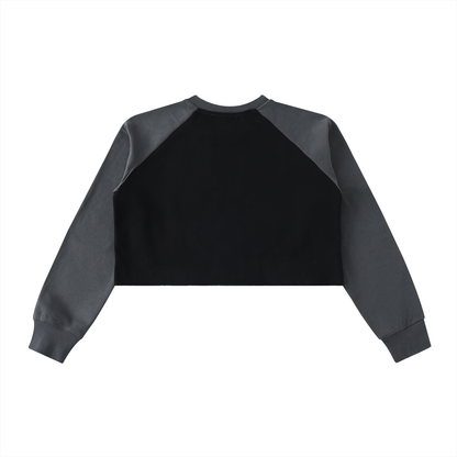 Aes Avera Raw-Hem Color-Block Raglan Crop Sweatshirt