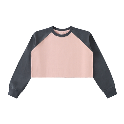 Aes Avera Raw-Hem Color-Block Raglan Crop Sweatshirt