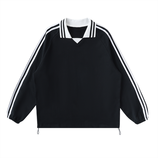 Aes Avera Contrast Striped Lapel Collar Sweatshirt
