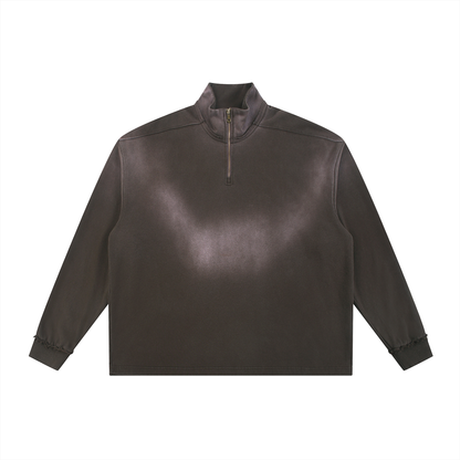 Aes Avera Sun Fade Raw Edge Quarter-Zip Sweatshirt