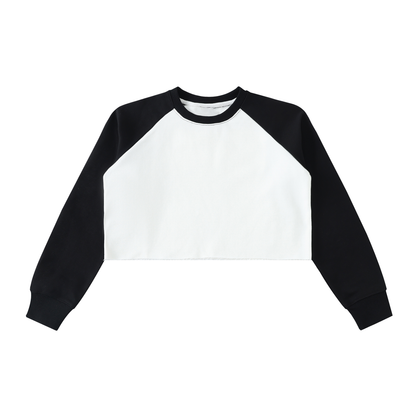 Aes Avera Raw-Hem Color-Block Raglan Crop Sweatshirt