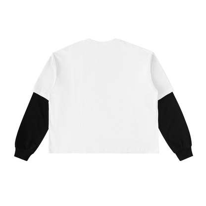 Aes Avera Layered Contrast Sleeve Cotton T-Shirt