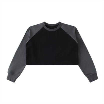 Aes Avera Raw-Hem Color-Block Raglan Crop Sweatshirt