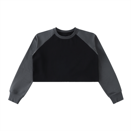 Aes Avera Raw-Hem Color-Block Raglan Crop Sweatshirt