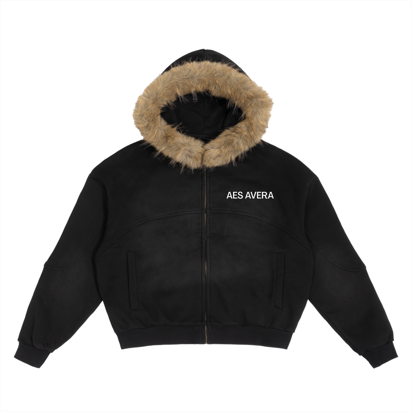 AES AVERA Sun Fade Boxy Detachable Fur Hoodie