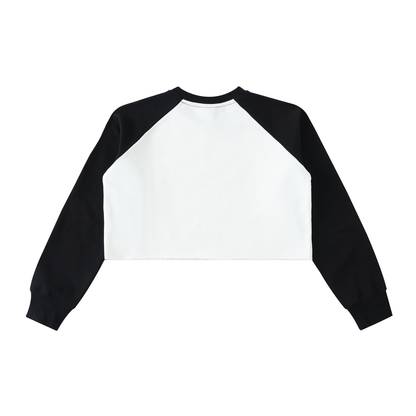 Aes Avera Raw-Hem Color-Block Raglan Crop Sweatshirt