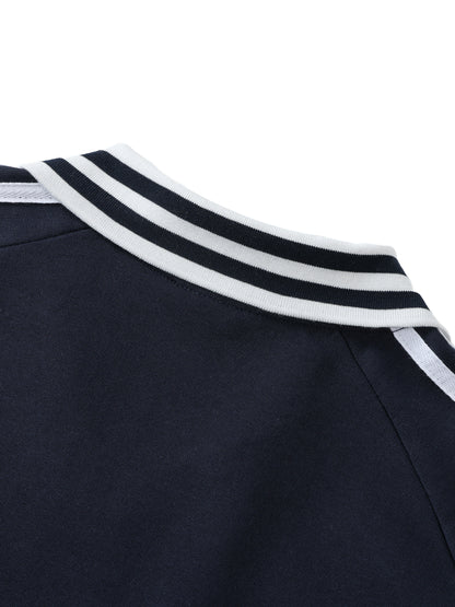 Aes Avera Contrast Striped Lapel Collar Sweatshirt