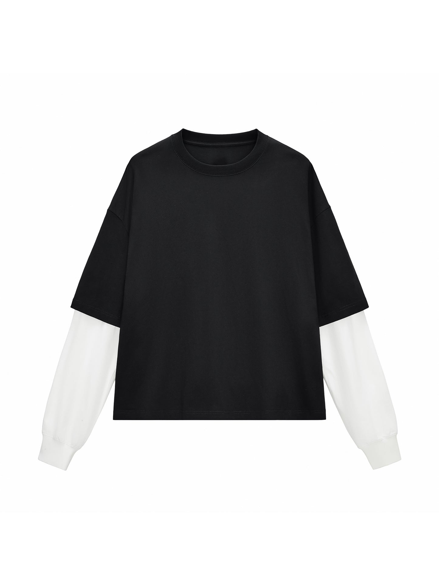 Aes Avera Layered Contrast Sleeve Cotton T-Shirt