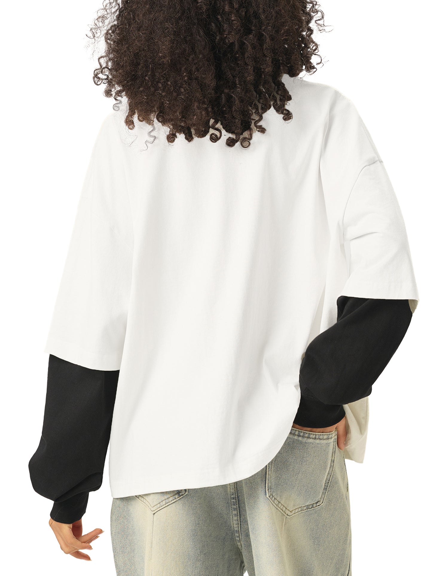 Aes Avera Layered Contrast Sleeve Cotton T-Shirt