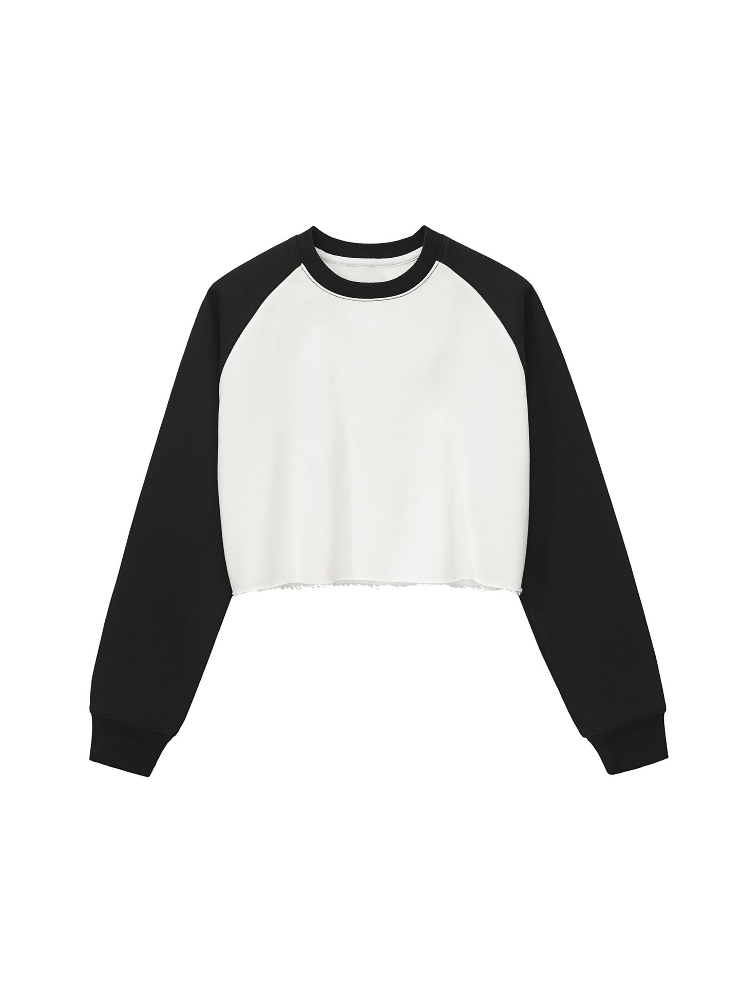 Aes Avera Raw-Hem Color-Block Raglan Crop Sweatshirt