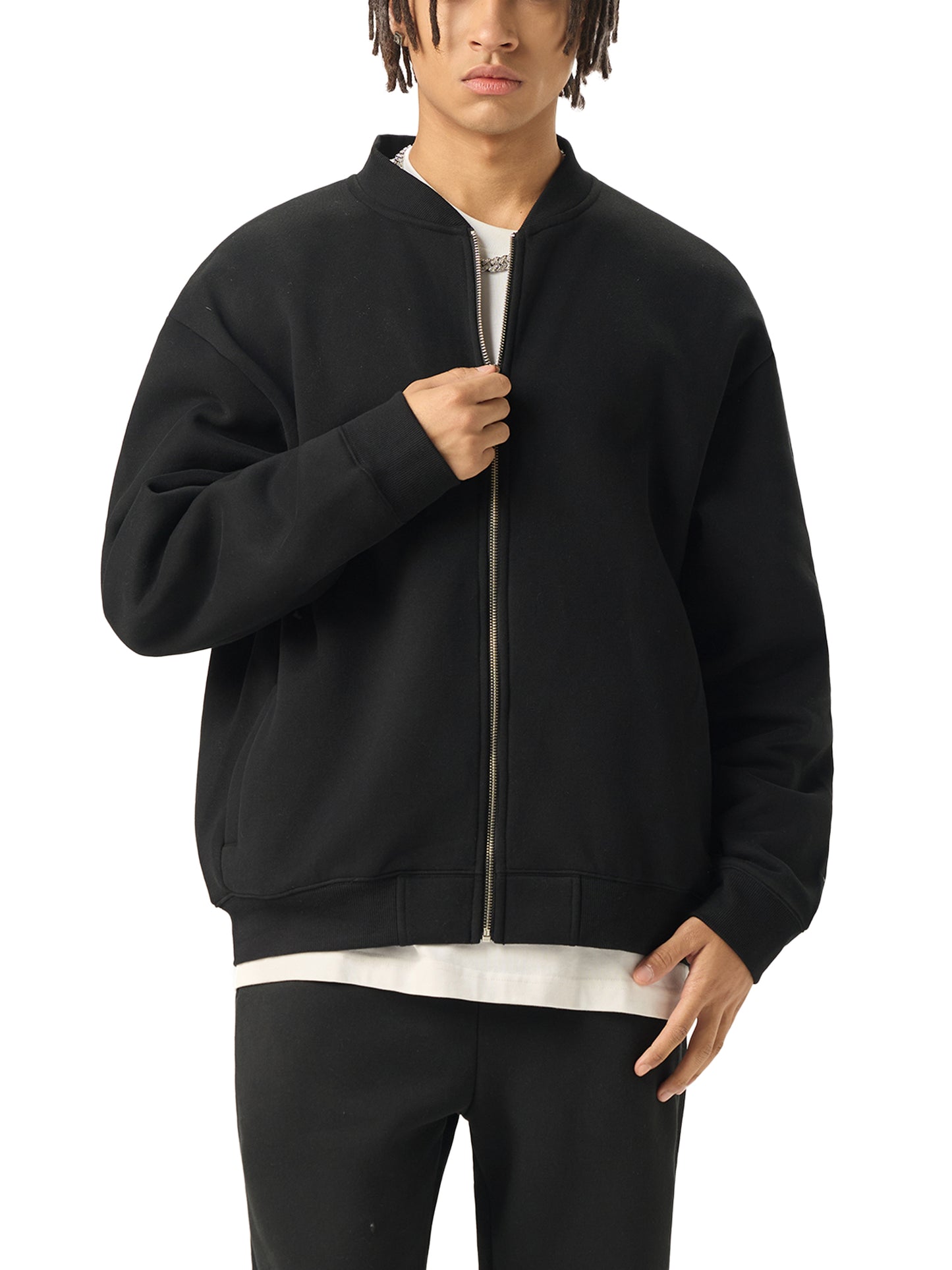 Aes Avera Essential Zip-Up Fleeced Varsity Jacket