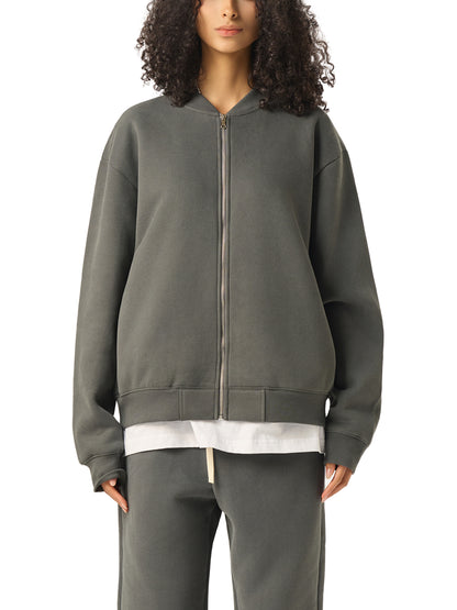 Aes Avera Essential Zip-Up Fleeced Varsity Jacket