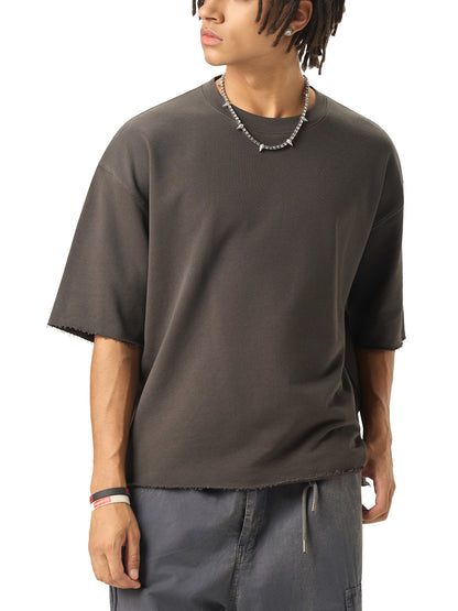 Aes Avera Boxy Half-Sleeve Raw-Edge T-Shirt