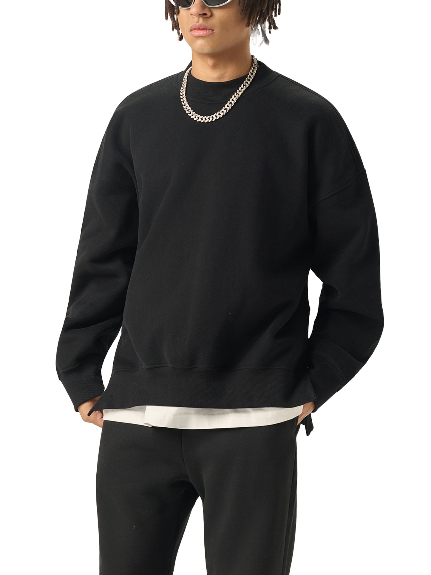 Aes Avera Silent Fleece Side Slit Crewneck Sweatshirt