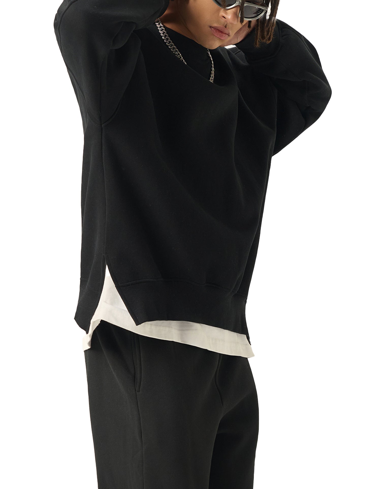 Aes Avera Silent Fleece Side Slit Crewneck Sweatshirt