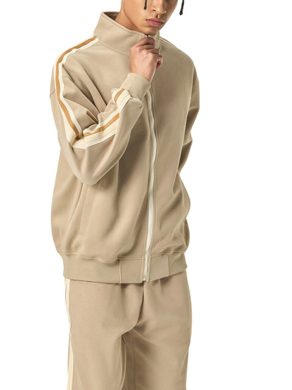 Aes Avera Contrast Side-Stripe Stand Collar  Jacket