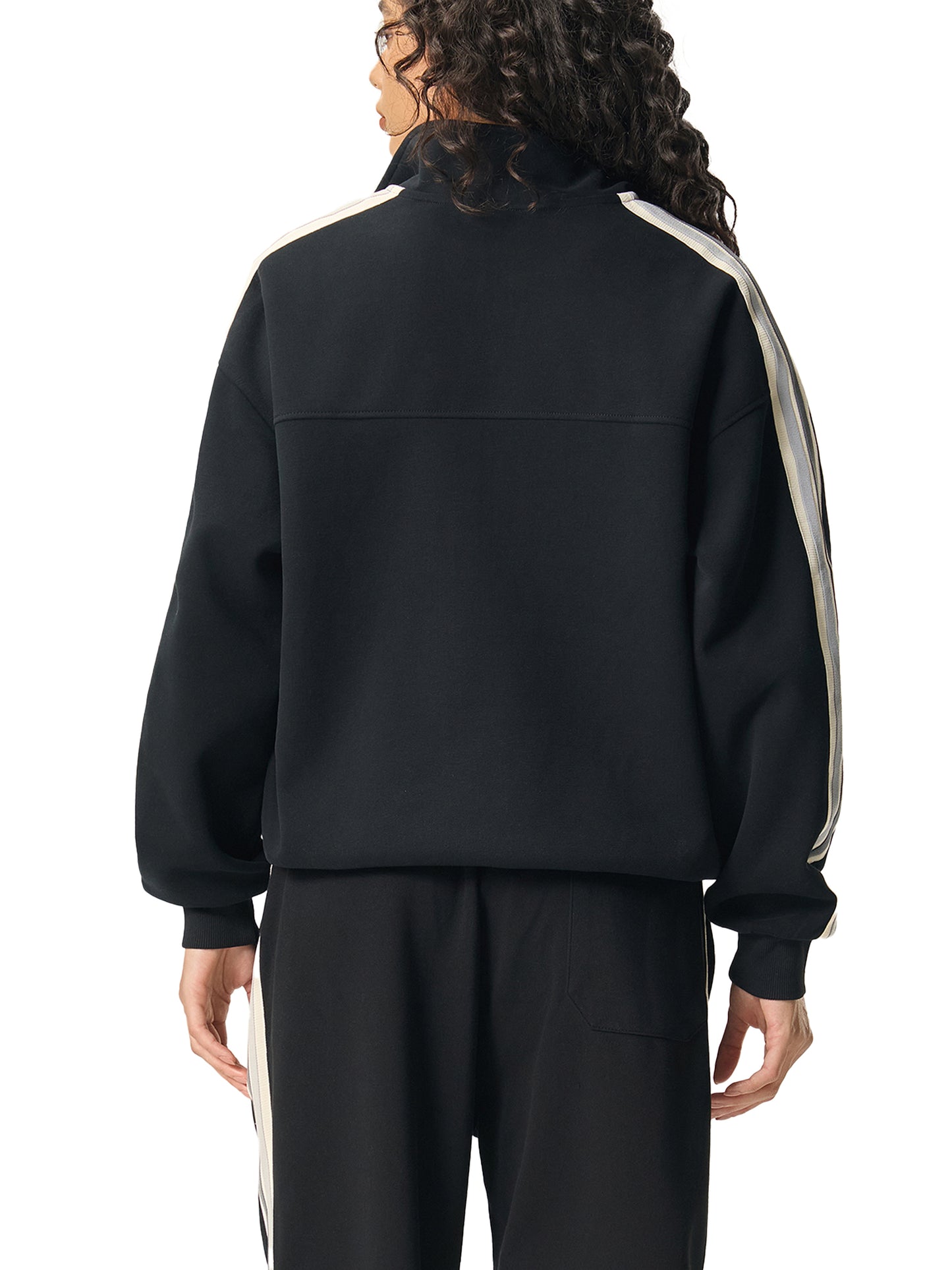 Aes Avera Contrast Side-Stripe Stand Collar  Jacket