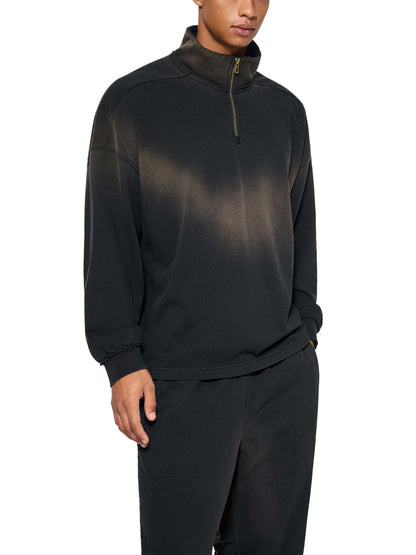 Aes Avera Sun Fade Raw Edge Quarter-Zip Sweatshirt