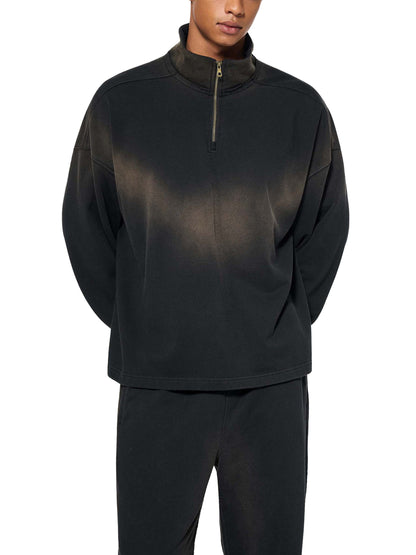 Aes Avera Sun Fade Raw Edge Quarter-Zip Sweatshirt