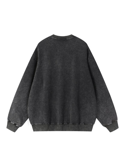 Snow Wash Oversized Crewneck Sweatshirt
