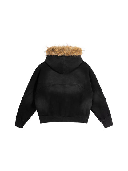 AES AVERA Sun Fade Boxy Detachable Fur Hoodie